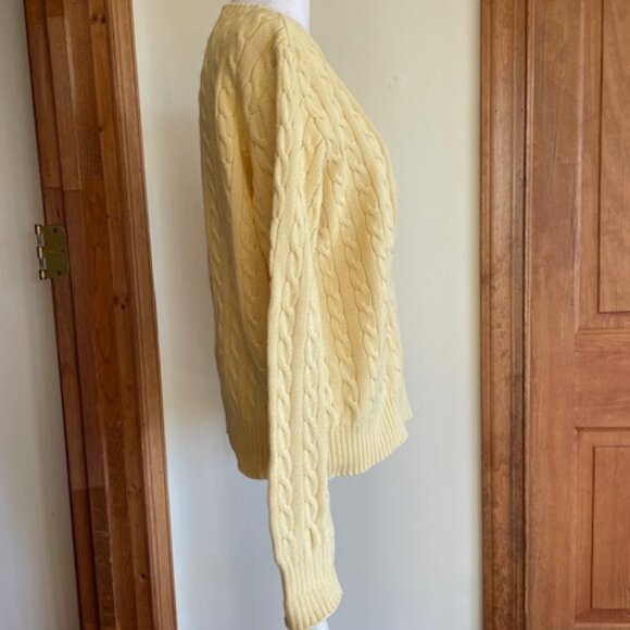 RALPH LAUREN POLO SPORT Vintage Cotton Cable Knit Yellow Sweater M - Picture 9 of 17